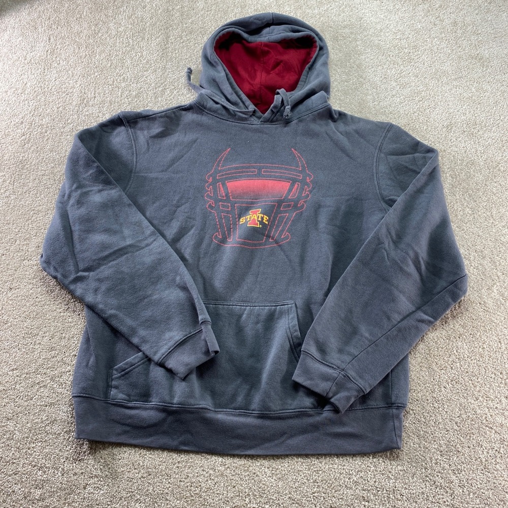 J America Hoodie Mens XL Gray Iowa State Cyclones Football Graphic Sweatshirt